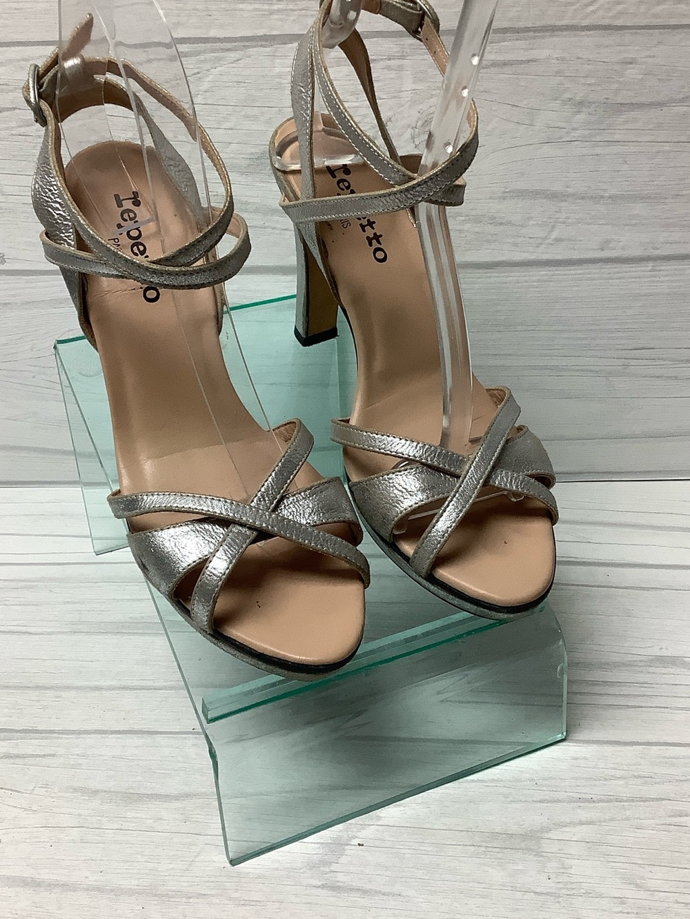 Repetto Metallic Crisscross Strap Heels